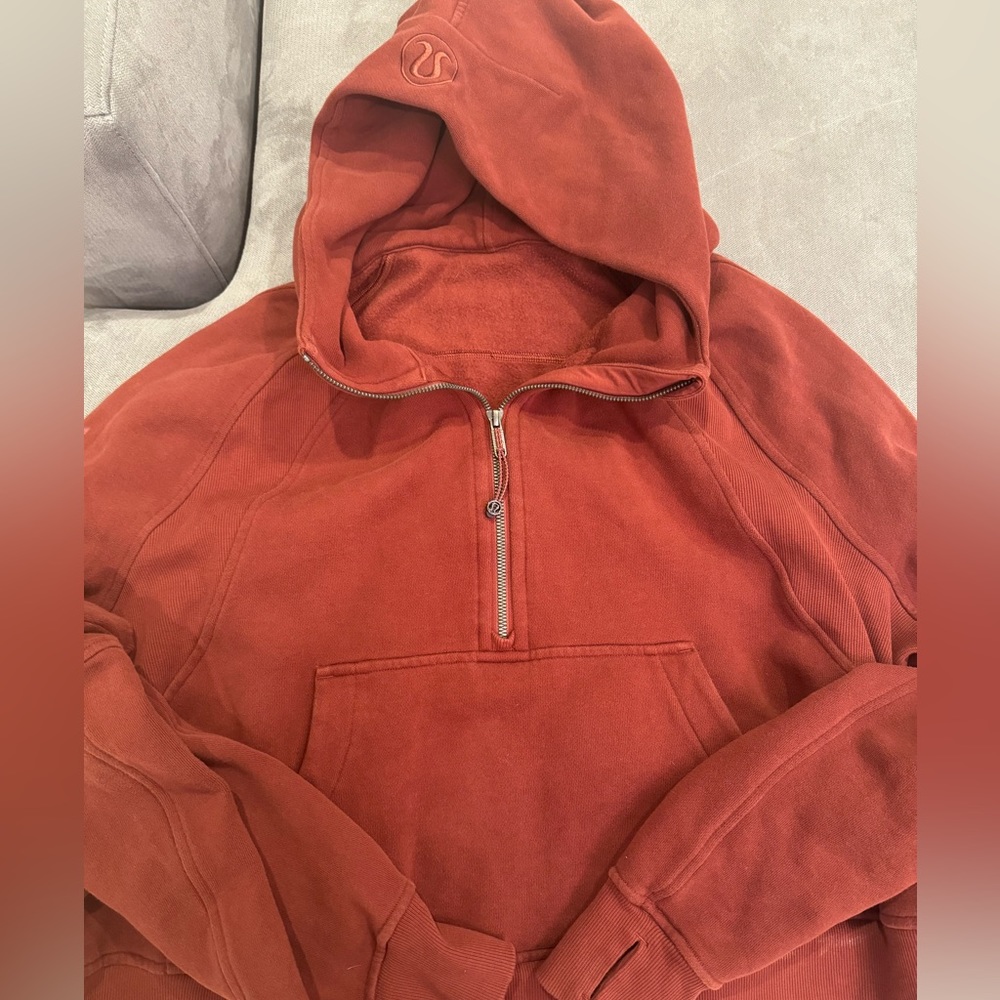 Scuba Oversized Half-Zip Hoodie Burnt Orange Size 6